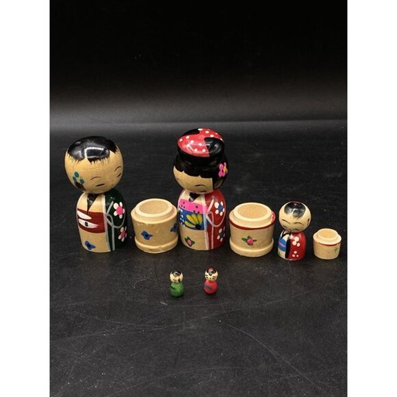 KOKESHI Nesting Mother Father & Child DONKO Nodder Bobble Rice Grain Baby - Picture 2 of 12